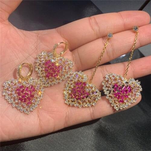 Cubic Zirconia Heart Earrings For Girl 2020 Christmas Fashion Jewelry Brand Design Women Wedding Crystal Stud Earring