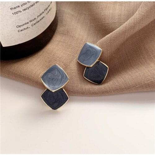 Korean Geometric Square Drop Dangle Earrings For Women Enamel Gold Fashion Modern Earring Female Vintage Jewelry Trendy Brincos