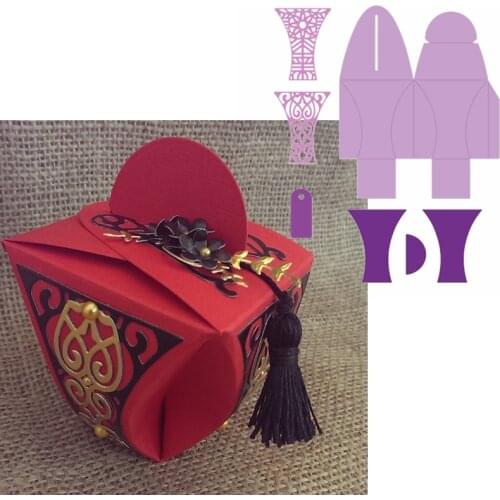 Hollowed Flower Pattern Gift Box Metal Cutting Dies Foldable Chinese Style Pattern Gift Box Die Cuts For Card Making DIY New2019