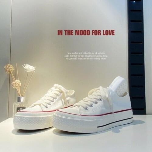 2021 New Arrival Women Platform Canvas Shoes Outdoor White Black Fashion Plaid Girls Sneakers