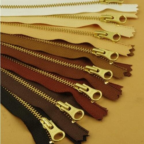 3 / DAHL / advanced Japanese genuine YKK / closed gold and copper zipper 17cm long financial fabric clip for