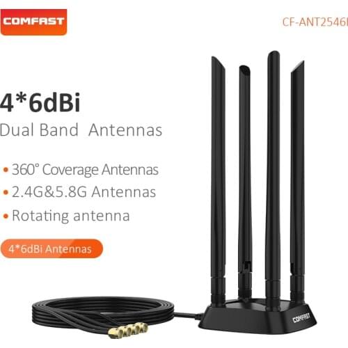 4*6dBi Dual Band Omnidirectional High Gain Antenna with Magnetic base for wifi router/network card with SMA connector available
