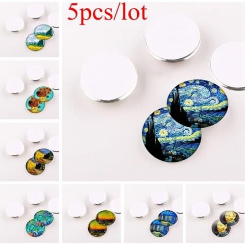 5Pcs/lot Van Gogh Oil Painting Round 25mm Glass Cabochon Handmade Jewelry Supplies for Pendant Bracelet Making