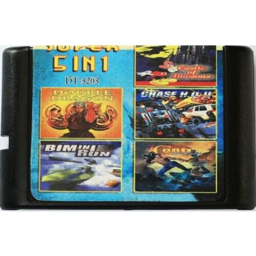 5 In 1 SEGA GENESIS MegaDrive 16 bit Multi Game Card - DT-3203
