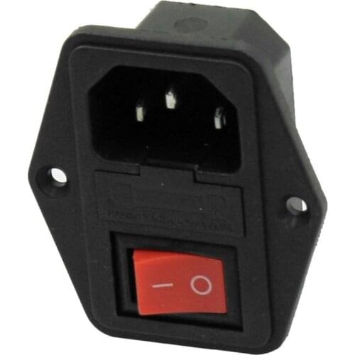 AC 250V 10A 3 Pin Solder IEC320 C14 Inlet Power Socket w Fuse Holder