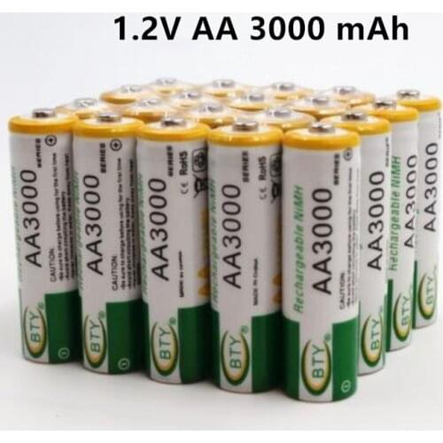 AA battery 3000mAh 1.2 V Rechargeable Battery AA 3000mAh NI-MH 1.2V Rechargeable 2A Baterias 3000+Free shipping