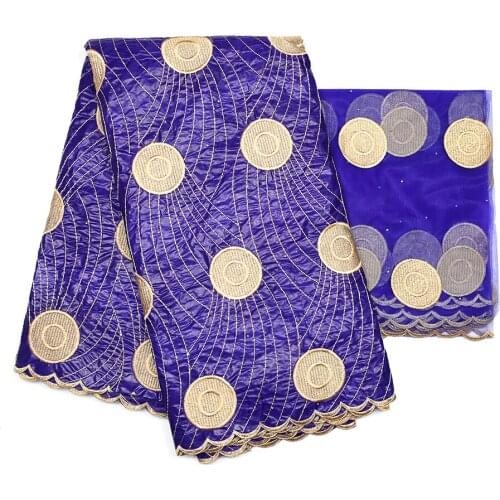 African Bazin Rich Tissues African DIY Materials Embroidery Ankara Dashiki Guinea Brocade Fabric Nigerian Mesh Lace 5+2yards/lot