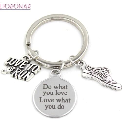 1PC New Arrival Stainless Steel Key Ring Keychains Fitness Love to Run Keychain Keyring Runners Gifts for Men Women Jewelry