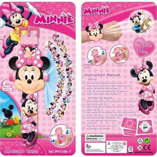 Disney Minnie Children Watches 3D Projection child watch Cartoon anime figure Flip watches figura girls watch gift toys