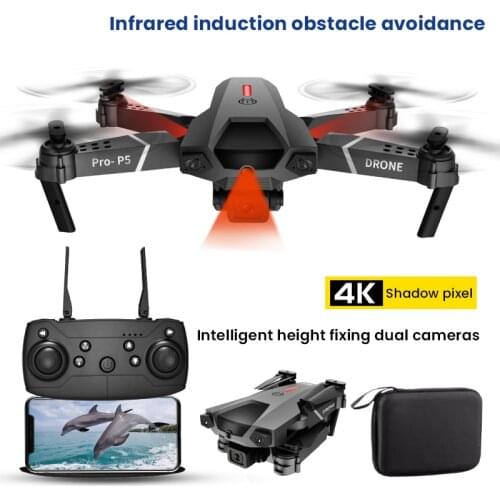 P5 New Drone With Camera 4K Dual Lens Quadcopter Infrared obstacle avoidance Aerial Photography Foldable RC Helicopter Toy Gifts