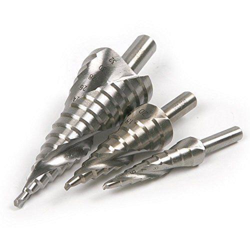 Fixmee HSS6542 Spiral Step Cone Drill Bit KangTeer 3pcs M2 Steel Groove Unibit Set Hole