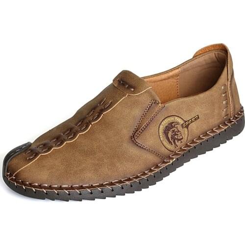 Dropshipping Classic Comfortable Men Casual Shoes Loafers Quality Split Leather Shoes Flats Hot Sale Moccasins Shoes Plus Size