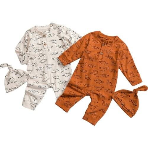Ma&Baby 0-24M Dinosaur Baby Boys Jumpsuit Newborn Infant Boy Rompers Autumn Spring Long Sleeve Clothes Playsuit DD43