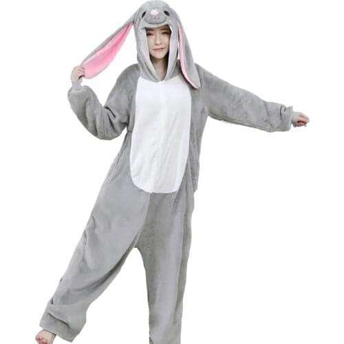 MashiMaro Kigurumi Hoodlum Rabbit Onesie For Adult Women Animal Pajamas Long Ear Bunny One-Piece Pijama Girl PJS Cosplay Costume