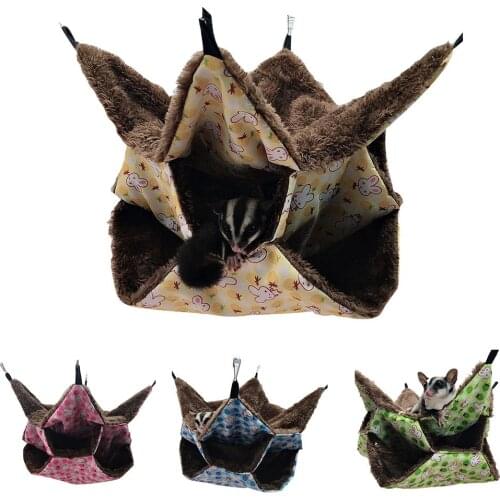 Samll Pet Hammock Pet Bed Small Pets Hamster Squirrel Chinchilla House 3-layer Plush Soft Winter Warm Hanging Nest Sleeping Bed