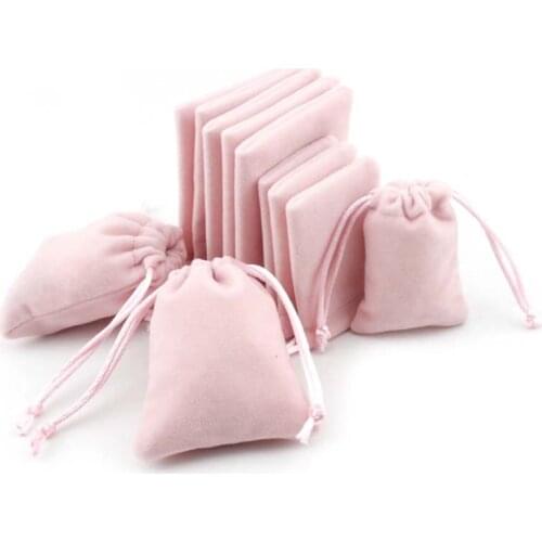 5pcs/lot Sweet Pink Drawstring Organza Velvet Bags 5x7 7x9 10x12cm Storage Bags Christmas Wedding Gift Pouches Jewelry Packaging