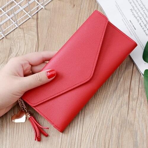 Fashion Womens Wallets Tassel Purses Black White Gray Long Section Clutch Wallet Soft PU Leather Money Bag Carteras