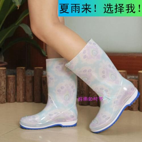 Fashion Womens rain boots non-slip boots flat heel summer Gaotong rubber rain boots ankle rainboots