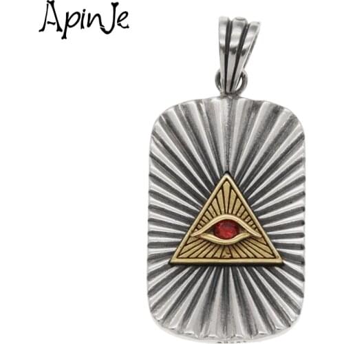 Apinje Personality 925 Sterling Silver Men Triangle Devil Eyes Pendants Women Fashion Jewelry