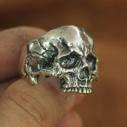 925 Sterling Silver Skull Ring Mens Biker Rock Punk Ring TA135 US Size 7 to 13