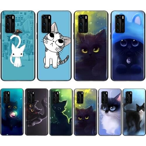 Cute cat cartoon For Huawei P Smart 2021 2020 Z S Plus Mate 40 RS 30 20 10 Pro Lite 2019 2018 Soft Phone Case