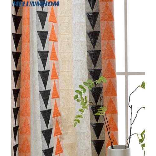 Real New Cortinas Dormitorio Triangle Pattern Cotton For Bedroom Living Room Treatments Shade Fabric Three Color Drapes