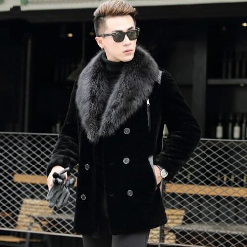 Real Sheep Shearling Fur Coat Winter Jacket Men Raccoon Fur Collar Coats Windbreaker Warm Wool Jackets Veste Homme L17-872 YY329