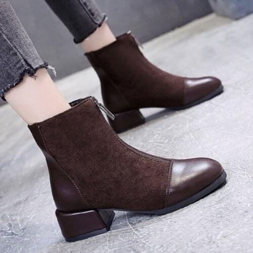 New Women Suede Boots Boots Women Winter 2020 Women Ladies Ankle Booties Round Toe Solid Boots Casual Outdoor Shoes
