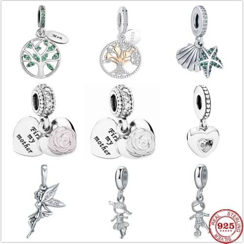 New 925 Sterling Silver Little fairy Tree Starfish shell boy girl Charm bead Fit Original Pandora Bracelet DIY Jewelry For Women