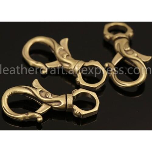 2pcs Solid Brass Flower Swivel Trigger Snap Hook Spring Gate Clasps Clips Leather Belt Pet Leash Bag Strap Webbing Keychain Hook