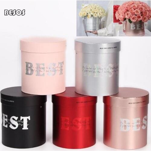 Wholesale Fashion Large Size Rose Gold Color Bronzing Round Gift Box Party Wedding Flower Cake Packaging Decoration Gift Box