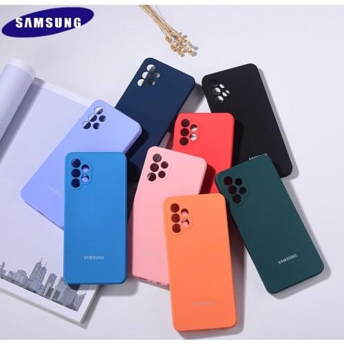 Original Samsung Galaxy A32 A52 A72 Case A12 A82 A22 A 32 4G 5G Soft-Touch Liquid Silicone Cover 360 Full Protective TPU Shells