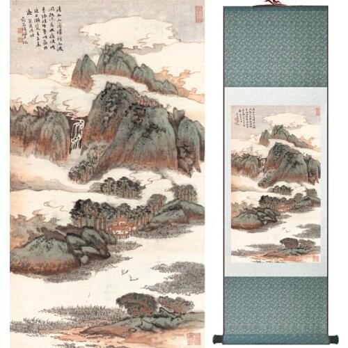 Landscape painting Home Office Decoration Chinese scroll painting mountain and River paintingPrinted painting060511