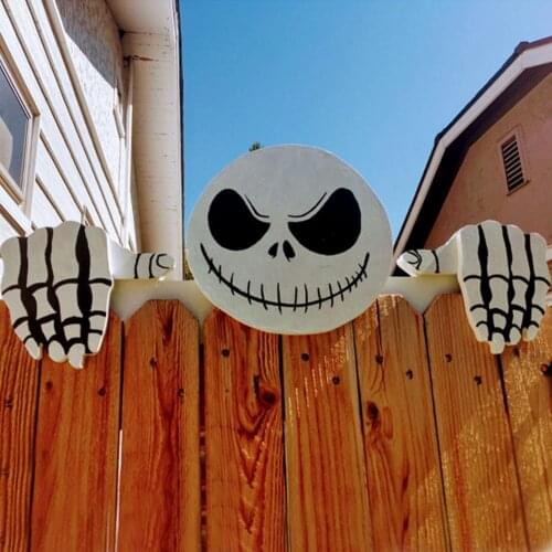Hanging Sculpture Acrylic Peeping Skeleton Wall Decor Fence Art Halloween Decor Collection Gift Garden Stakes Sign Dropship