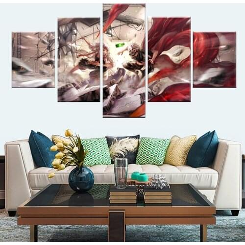 Hd print poster 5 Pieces Home Decor Modern Paintings on Canvas Wall Art for Living Room Tokyo Ghoul Anime frame