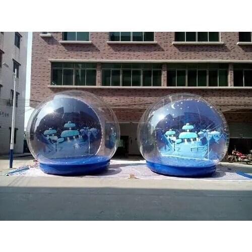 Transparent Christmas Snow Globe For Decoration Customized Background Advertising Photo Booth Inflatable Snow Globe Bubble Dome