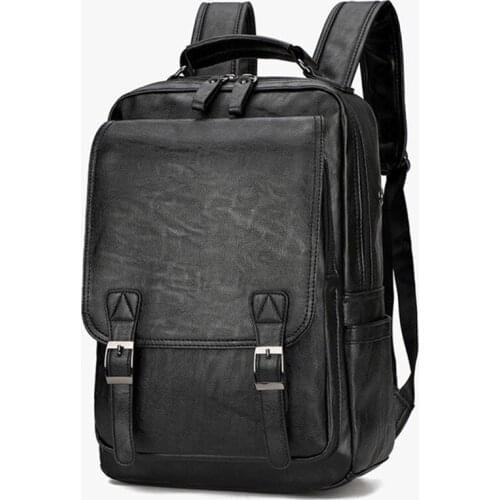 Mens travel Backpacks mens PU Leather Backpack Male Mochila preppty student School bag Rucksack Bags Male Mochila Masculina