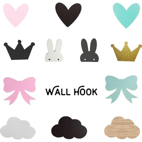 Cute Pattern Wooden Clothes Hook For Kids Room Wall Decoration Home Wall DIY Hanger Hook #252623