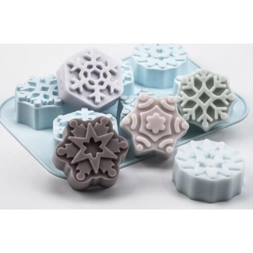Snowflake Shape Soap Silicone Mold Christmas Aroma Gypsum Plaster Crafts Mould Snow Silicone Soap Candle Molds
