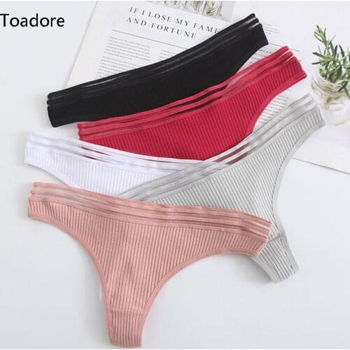 Womens 100% Cotton Thongs Teen Girls Hollow Out Waist Tangas Mujer Seamless Panties For Women Soft T-back String Woman Cheeky