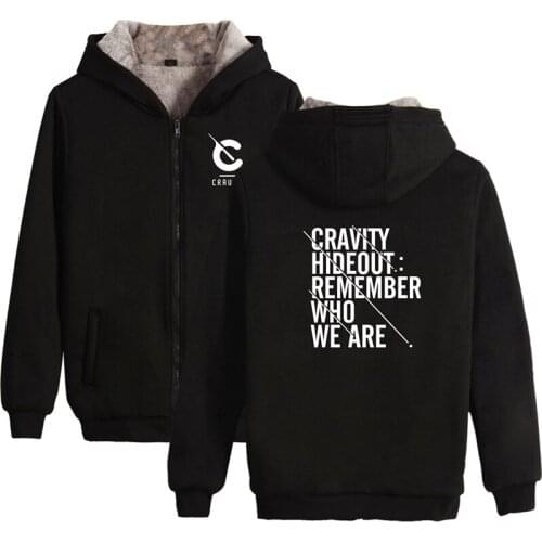 CRAVITY Kpop Fashion Black White Men Women Zipper Hoodies Jackets Tops Thicker Fleece Long Sleeve Hoodie Sweatshirts Clothes 4XL