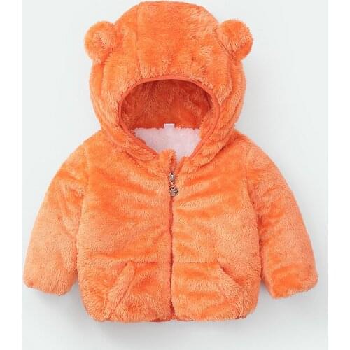 1 2 3 4 5 Years Autumn Winter Plush Baby Girls Jacket Keep Warm Hooded Zipper Fashion Christmas Boys Coat Birthday Kids Clothes