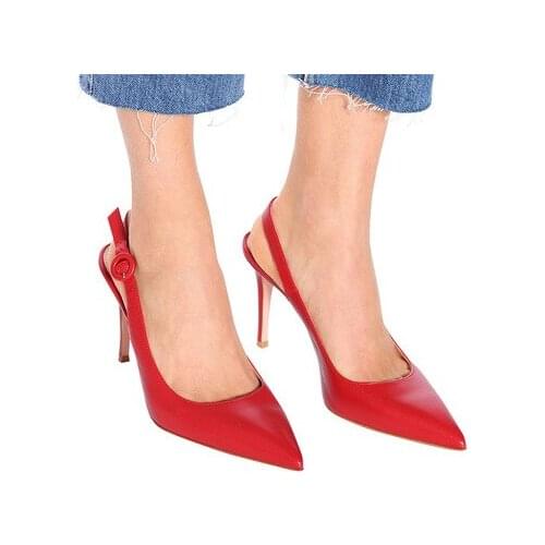 2022 Summer Woman Bridal Sandals Baotou Buck Rome High Heel Shoes Fashion Leather Pointed Toe Party Sandals Woman Formal Shoes