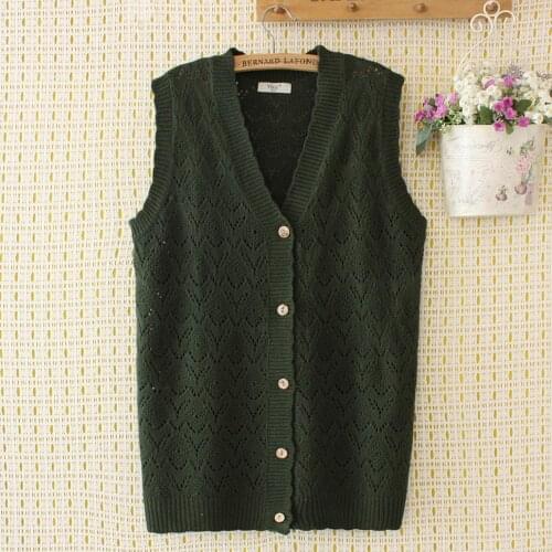 Plus size hollow out V-neck wool women sweater vest 2020 new winter casual ladies Cardigans sleeveless black knitted tops female