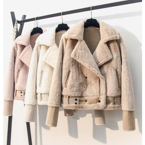 Winter Thicken Warm Suede Coats Womens 2019 Korean Lambswool Overcoat Female Motorcycle Jacket Ladies Short Loose Jacket Coats
