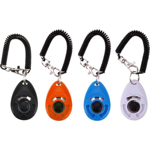 1pcs Pet Bark Deterrents Trainer Pet Dog Puppy Training Clicker Adjustable Sound Wrist Key Chain Universal Dog Clicker Supplies