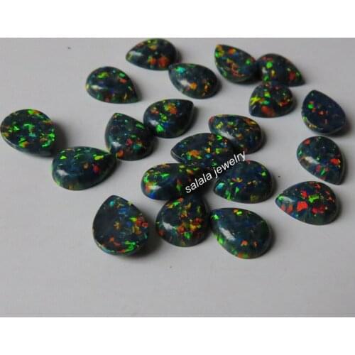 100pcs /lot 7x9mm Pear Opal Synthetic Pear Fire Opal Stone Pear Cabochon Fire Opal Stone Price for Jewelry