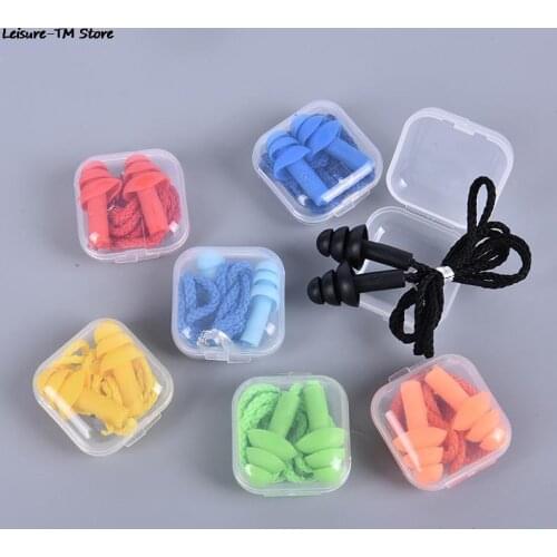 2pcs Soft Anti-Noise Ear Plug Waterproof Swimming Silicone Swim Earplugs For Adult Children Swimmers Diving With Rope