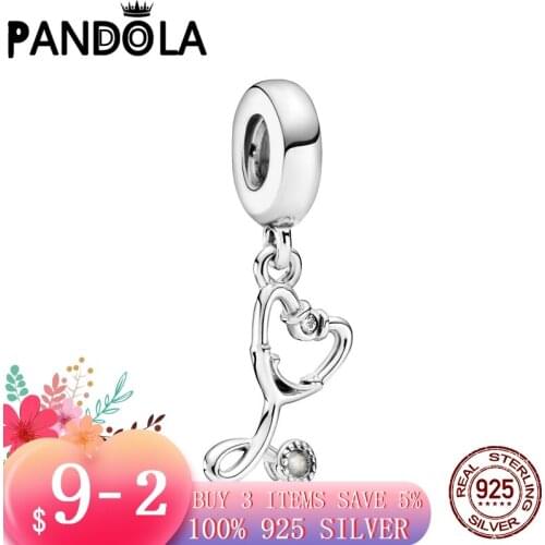 2021 new 925 Sterling Silver Stethoscope Heart Dangle Charms Beads Bracelet Fit Original Pandora Bracelet DIY Jewelry For Women