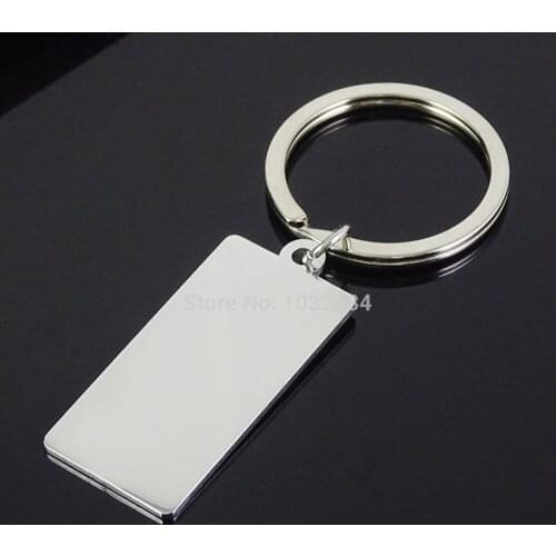 240 pcs/lot Rectangle Stainless Steel Key Chain DIY Both Polished key chains Key Tags Promotional Gifts